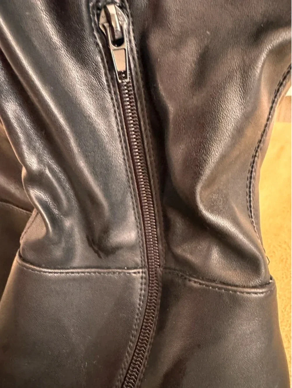Chic Black Faux Leather Knee-High Platform Block Heel Boots